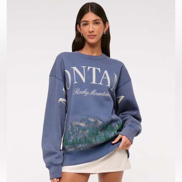 Abercrombie & Fitch Tops - Abercrombie & Fitch Montana Rocky Mountains Graphic Crewneck Sweatshirt Size S